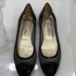 Oscar de la Renta Black Mesh Flats